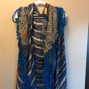 Free people poncho vest with fringe